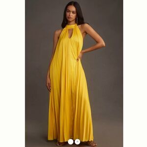 Anthropologie Hutch Halter Pleated Maxi Dress